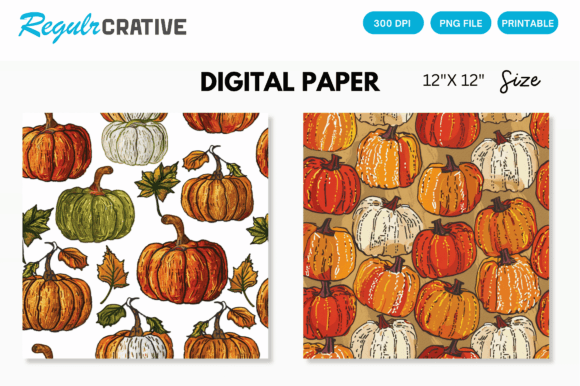 Download Pumpkin Embroidery Digital Paper Pattern - Premium Resources
