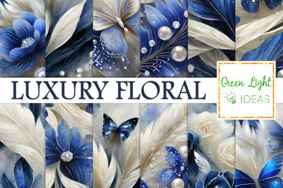 Download Blue and Silver Luxury Floral Background - Floral background Collection